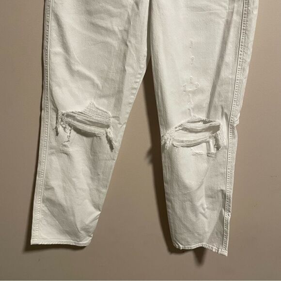7 For All Mankind High Waist Cropped White Straight Button Fly Jean Size 31 - Picture 4 of 14